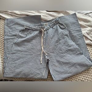 Wide Leg Striped Blue and White Linen Pants. Sz. M